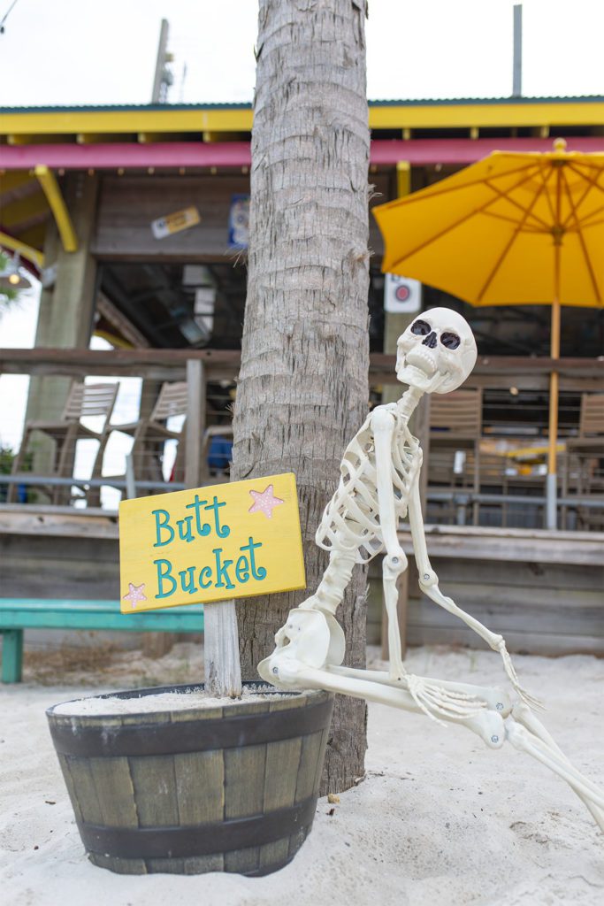 photo of a skeleton in a butt bucket for photography portfolio