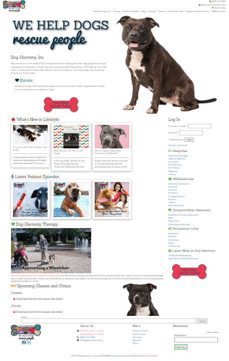 Dog-Harmony website screenshot for portfolio